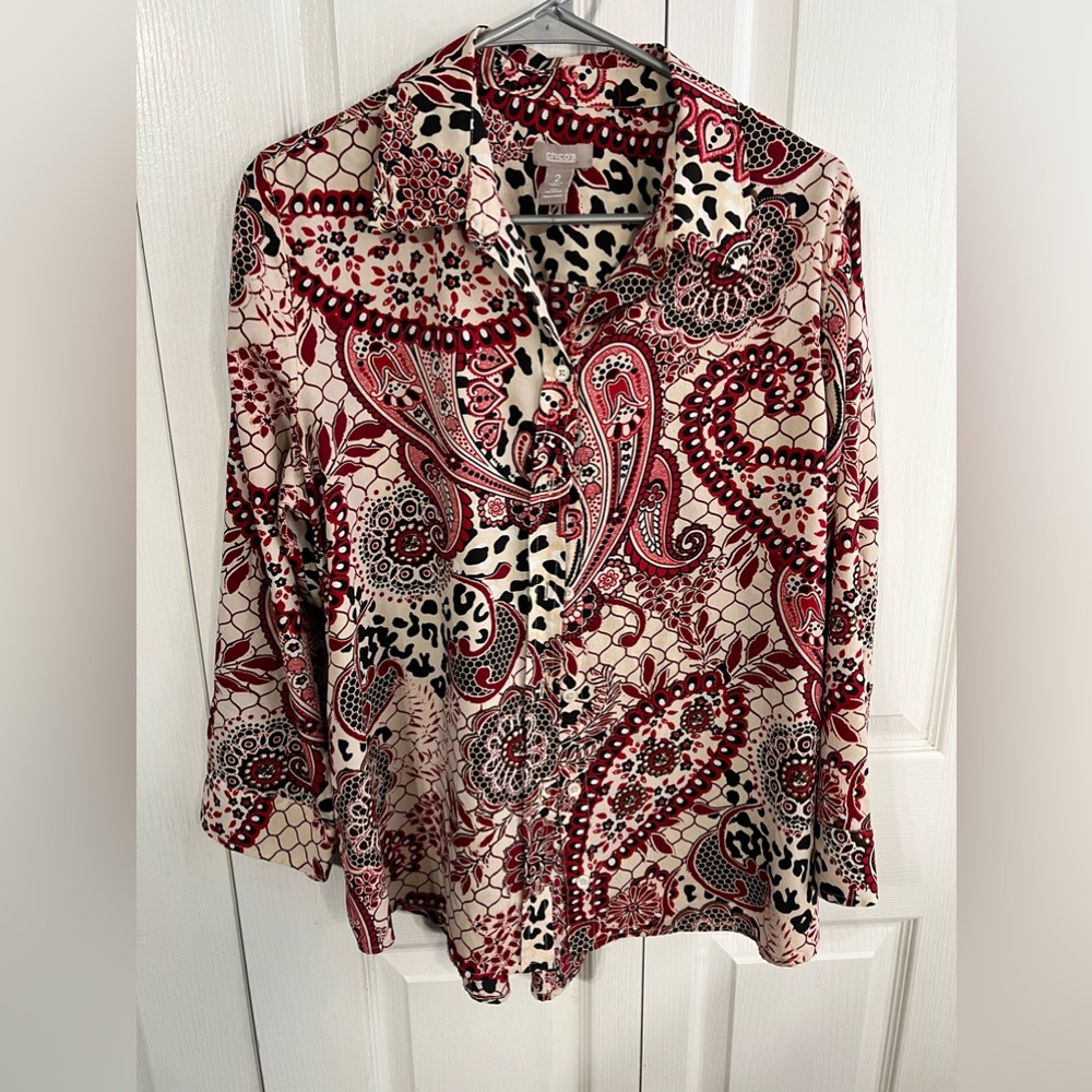 Chico’s Paisley‎ button up blouse size large